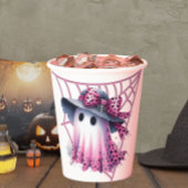 Rosa und schwarzes Coquette Halloween Pappbecher