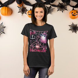 Rosa und schwarzes Coquette Halloween T-Shirt
