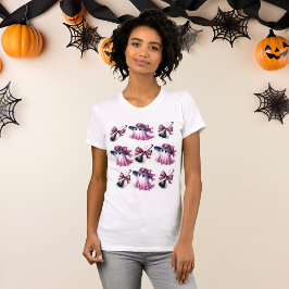 Rosa und schwarzes Coquette Halloween T-Shirt