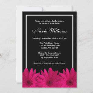 Rosa und schwarzes Daisy-Brautparty Einladung