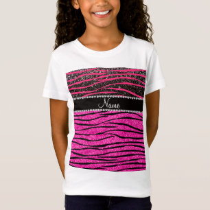 Rosa und Schwarzes des individuellen Namens heiße T-Shirt