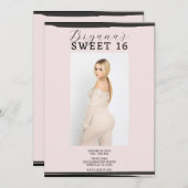 Rosa und schwarzes Foto Rahmen Trendy Modern Sweet Einladung (Vorne/Hinten)