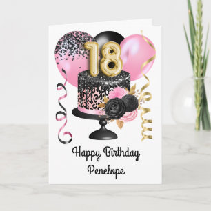 Rosa und schwarzes Gold 18. Geburtstag Karte
