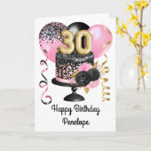 Rosa und schwarzes Gold 30. Geburtstag Karte (Gelbe Blume)