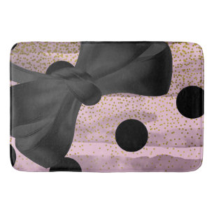 Rosa und schwarzes Gold Polka Punkte Chic Bow Tren Badematte