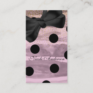 Rosa und schwarzes Gold Tupfen Chic Schleife Moder Visitenkarte