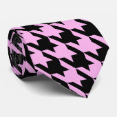 Rosa und schwarzes Hahnentrittmuster Krawatte (Gerollt)