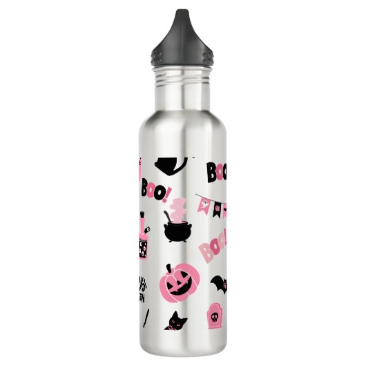 Rosa und Schwarzes Halloween Edelstahlflasche (Links)