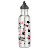 Rosa und Schwarzes Halloween Edelstahlflasche (Rechts)