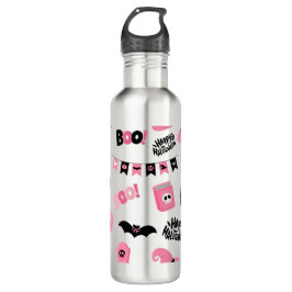 Rosa und Schwarzes Halloween Edelstahlflasche