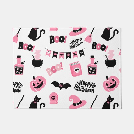 Rosa und Schwarzes Halloween Fußmatte (Vorderseite)