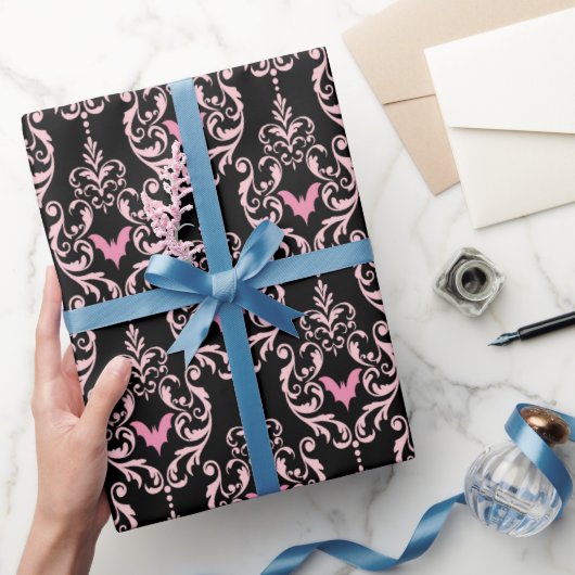 Rosa und Schwarzes Halloween Geschenkpapier (Schenken)