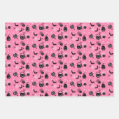 Rosa und Schwarzes Halloween Geschenkpapier Set (Vorderseite)