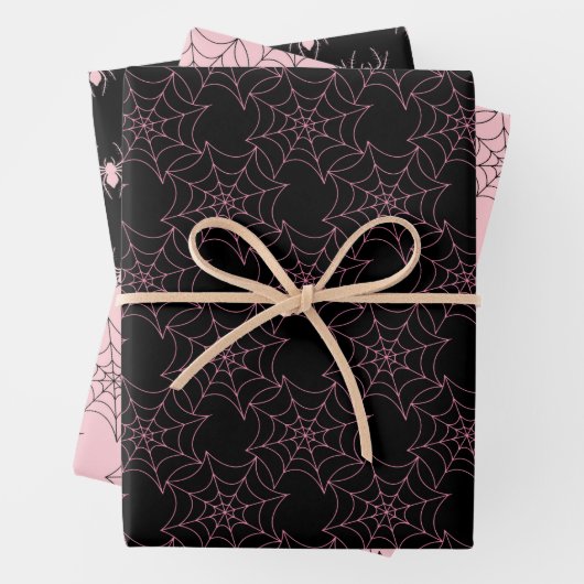 Rosa und Schwarzes Halloween Geschenkpapier Set (Beispiel)