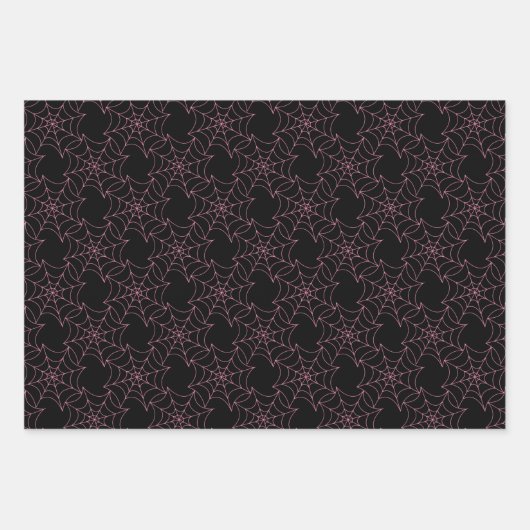 Rosa und Schwarzes Halloween Geschenkpapier Set (Vorderseite)