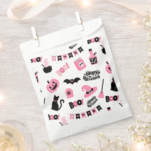 Rosa und Schwarzes Halloween Geschenktütchen (Ausgeschnitten)