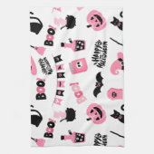 Rosa und Schwarzes Halloween Geschirrtuch (Vertikal)