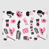 Rosa und Schwarzes Halloween Golfhandtuch (Horizontal)