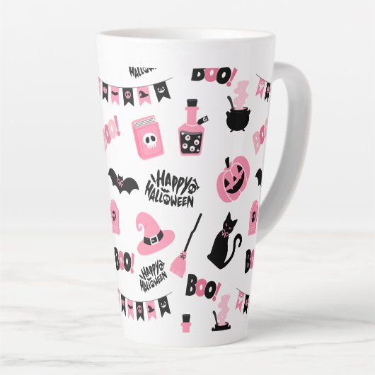 Rosa und Schwarzes Halloween Milchtasse (Rechte Ecke)