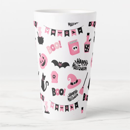 Rosa und Schwarzes Halloween Milchtasse (Vorderseite)