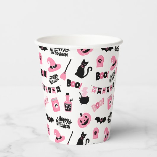 Rosa und Schwarzes Halloween Pappbecher (Rückseite)
