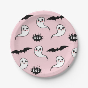 Rosa und Schwarzes Halloween Pappteller