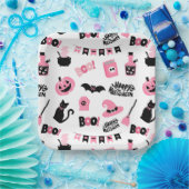 Rosa und Schwarzes Halloween Pappteller (Party)