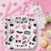Rosa und Schwarzes Halloween Pappteller (Party)