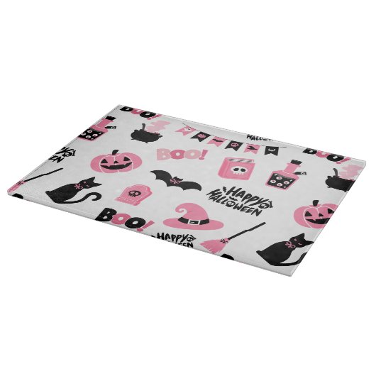 Rosa und Schwarzes Halloween Schneidebrett (Ecke)