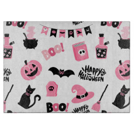 Rosa und Schwarzes Halloween Schneidebrett