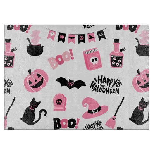 Rosa und Schwarzes Halloween Schneidebrett (Vorderseite)