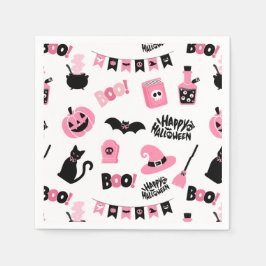 Rosa und Schwarzes Halloween Serviette