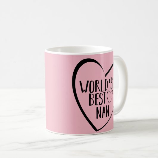 Rosa und schwarzes Herz - das beste Nan der Welt - Kaffeetasse (VorderseiteRechts)