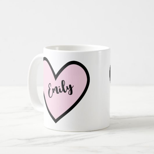 Rosa und schwarzes Herz Kaffeetasse (Vorderseite Links)