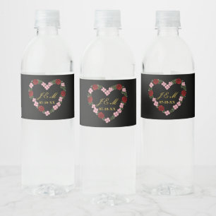 Rosa und schwarzes Hochzeitsgeschenk Wasserflaschenetikett