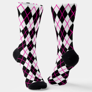 Rosa und schwarzes Karo-Argyle-Diamant Socken