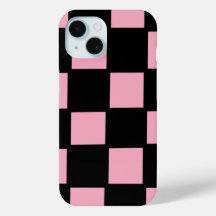 Rosa und schwarzes Karo-iPhone-15-Case