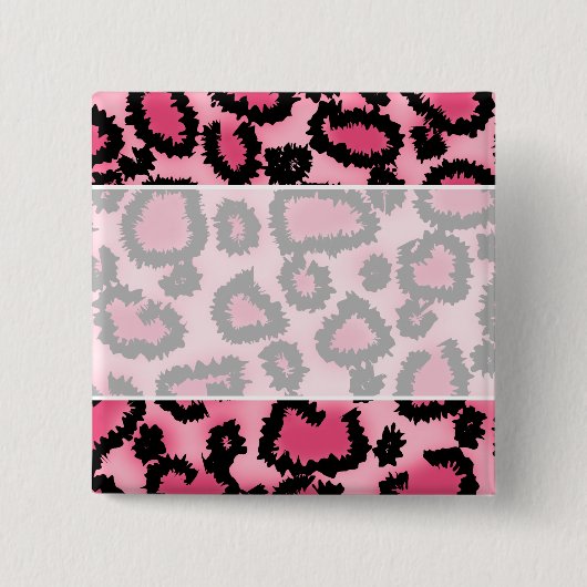Rosa und schwarzes Leopard-Druck-Muster Button (Vorderseite)