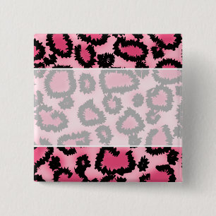Rosa und schwarzes Leopard-Druck-Muster Button