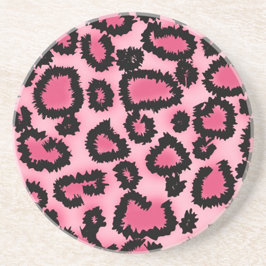 Rosa und schwarzes Leopard-Druck-Muster Getränkeuntersetzer (Vorne)