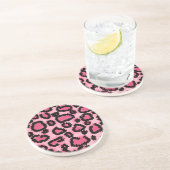 Rosa und schwarzes Leopard-Druck-Muster Getränkeuntersetzer (Seite)
