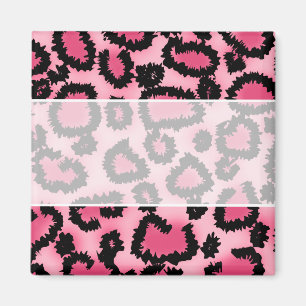 Rosa und schwarzes Leopard-Druck-Muster Magnet