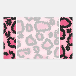 Rosa und schwarzes Leopard-Druck-Muster Rechteckiger Aufkleber