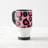 Rosa und schwarzes Leopard-Druck-Muster Reisebecher (Vorderseite Links)