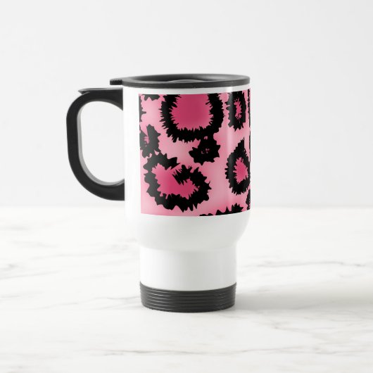 Rosa und schwarzes Leopard-Druck-Muster Reisebecher (Links)