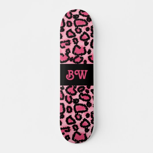 Rosa und schwarzes Leopard-Druck-Muster Skateboard (Vorne)