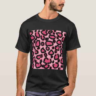 Rosa und schwarzes Leopard-Druck-Muster T-Shirt