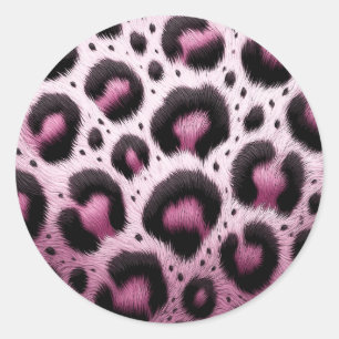Rosa und schwarzes Leopardenfell mit Punkten  Runder Aufkleber