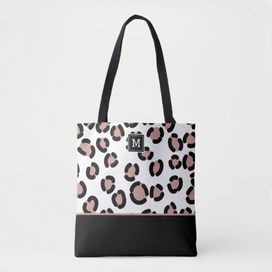Rosa und schwarzes Leopardenmuster mit Monogramm-T Tasche (Vorderseite)