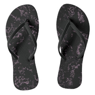 rosa und schwarzes Marmorwirbel-Abstrakt Badesandalen
